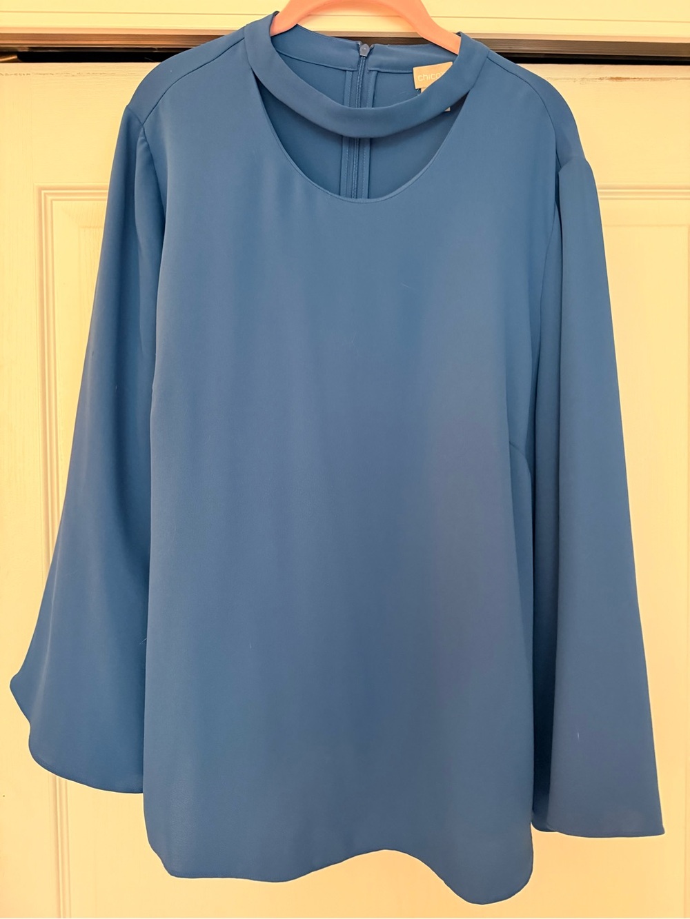 Like New Chico's Mediterranean Blue Tunic With Neck Detail